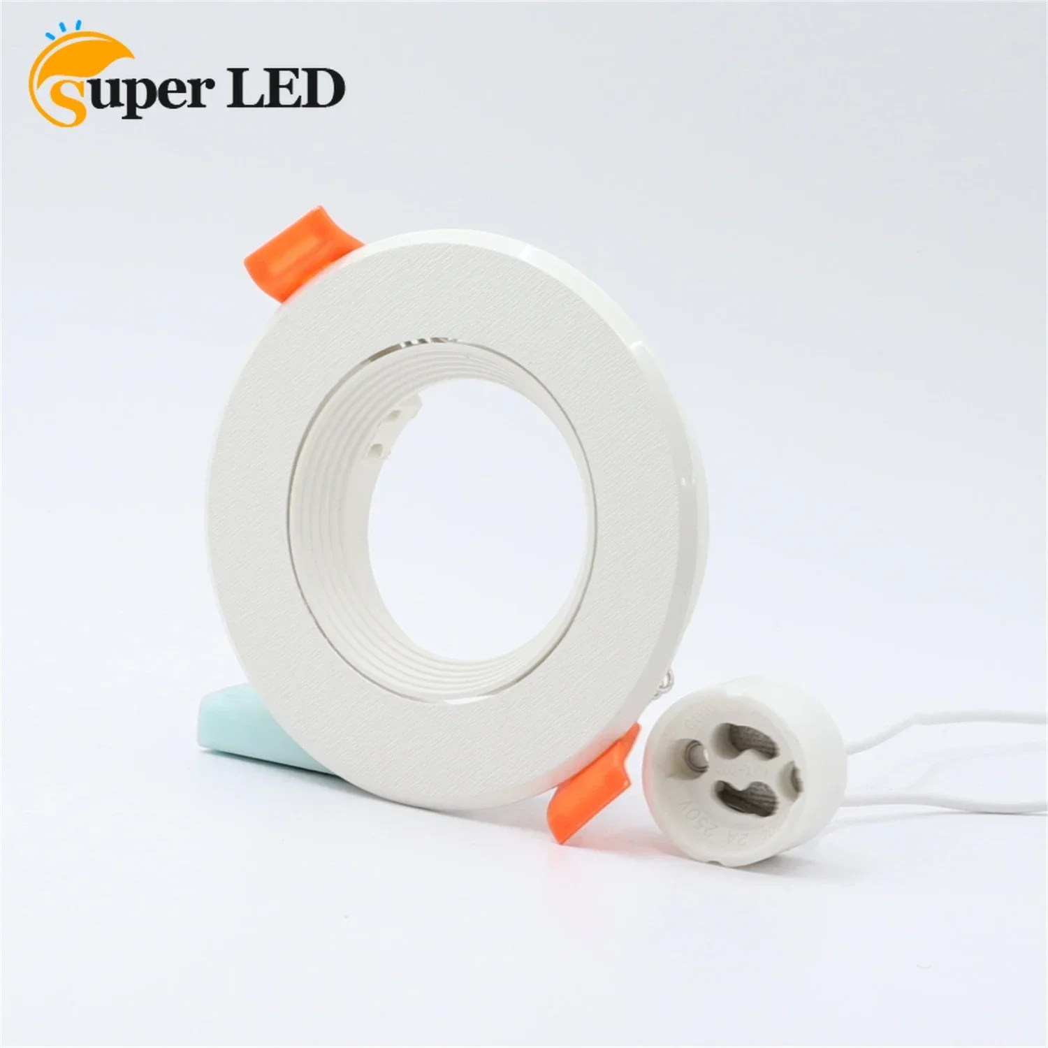 

Plastic Round White Lighting Accessories Led Spot Light Frame Holder MR16 GU10 GU5.3 Lamp Fittings Led Ceiling Downlight Fixture