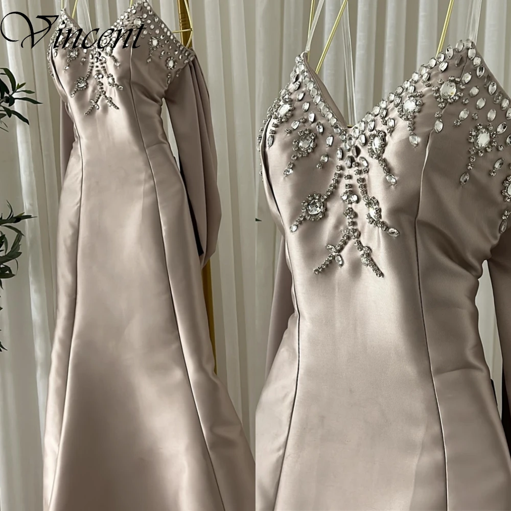 Высококачественное вечернее платье русалки в Саудовской Аравии по индивидуальному заказу, блестящие вечерние платья с кристаллами, простые платья для выпускного вечера с v-образным вырезом и молнией сзади