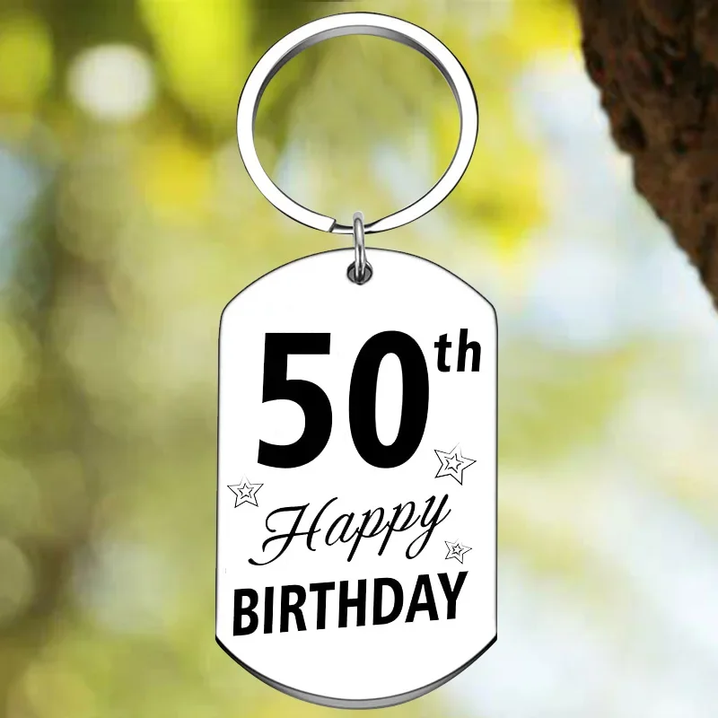 New Happy 50th Birthday Keychain Pendant 50th Birthday Gifts Key Chain 50 Year Old Birthday Gifts