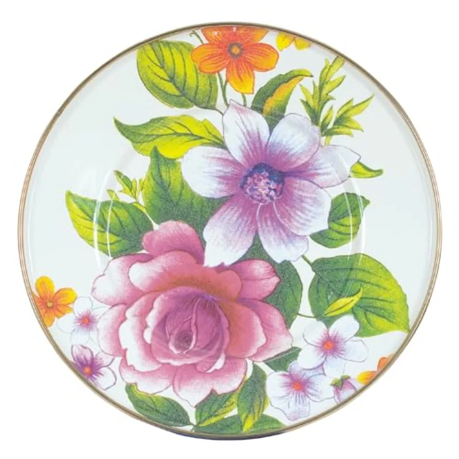 

Enamel Salad and Dessert Plate Small Plate for a Dessert or Appetizer Dish 8 Inches White Flower Market