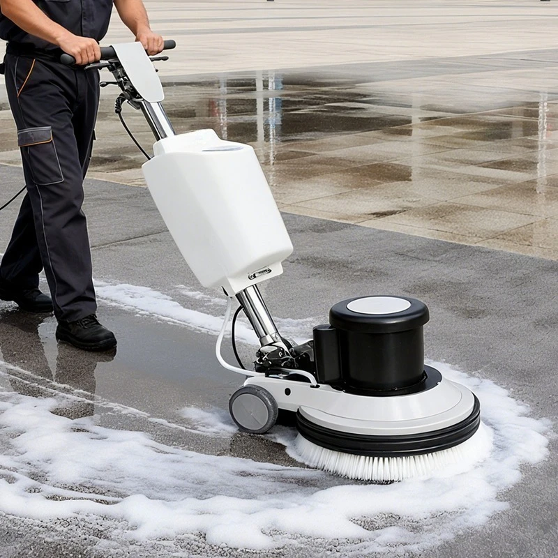 

Industrial Electric Manual Floor Sweeper Scrubber Heavy Duty Single Disc Stone Tile Floor Cleaning Washing Scrubbing Machine