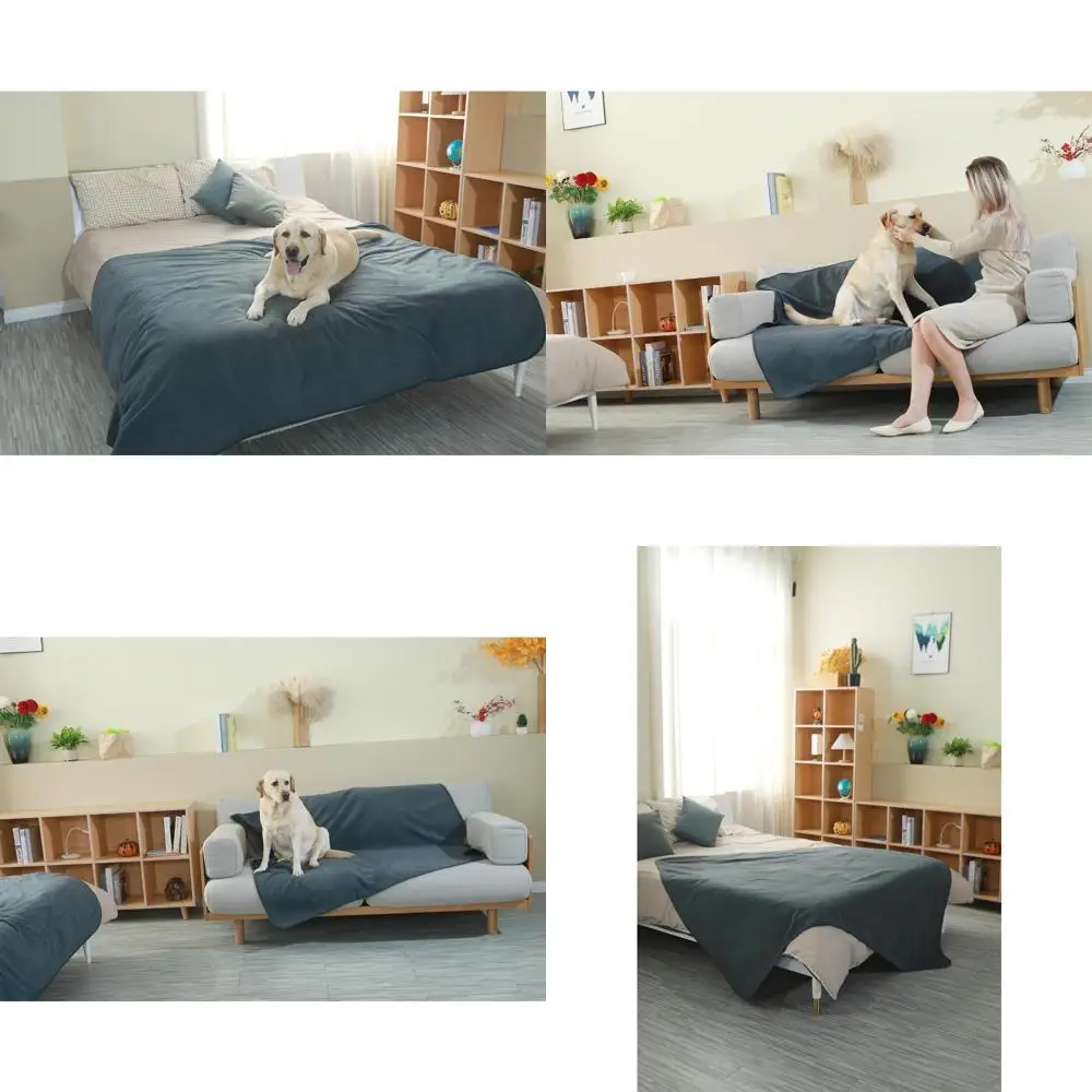 

"60 Inch by 80 Inch Waterproof Blanket Cover for Adults and Pets - Bed, Couch, and Furniture Protector in Soft Gray and Navy Blu