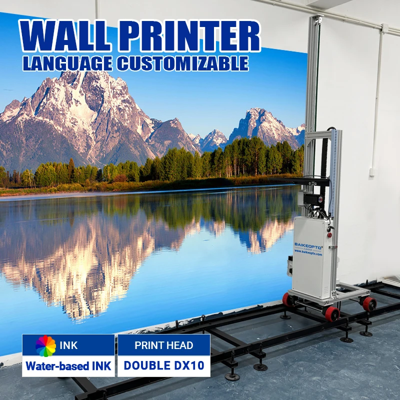 Wheel Wall Printer DX10 Print Head, Portable Wall Pen, Automatic Painting 4-color Inkjet Printer.