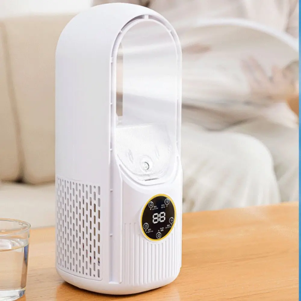 6 Speed Portable Air Cooler Silent Timer Humidifying Function Leafless Fan Adjustable Wind Speeds Bladeless Design Electric Fan