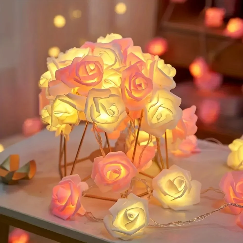 1.5M 10 Lamp New LED Simulated Rose Light String Small Color Light Romantic for Indoor Garden Decoration and Decoration Light