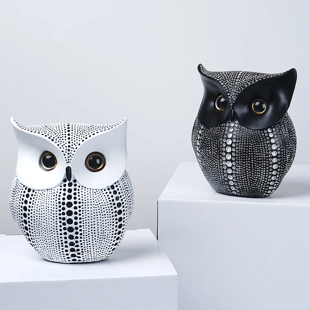 

Nordic Golden Owl Statue Figurine Resin Lovely Animal Sculpture Crafts Home Living Room Office Desktop Ornament Decoration Gift