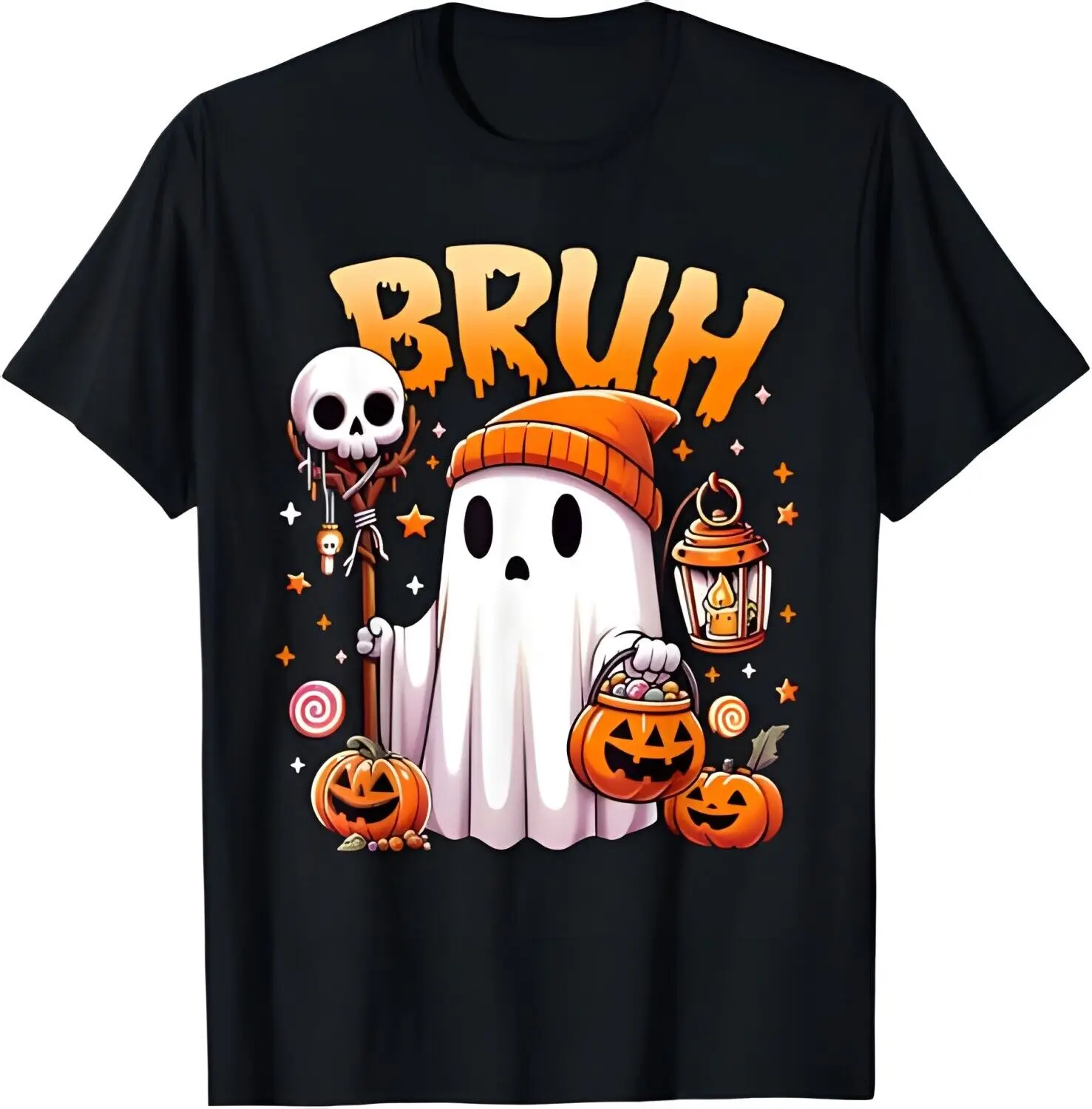 Bruh Ghost Halloween Cute Ghost Trick Or Treat Candy T-Shirt