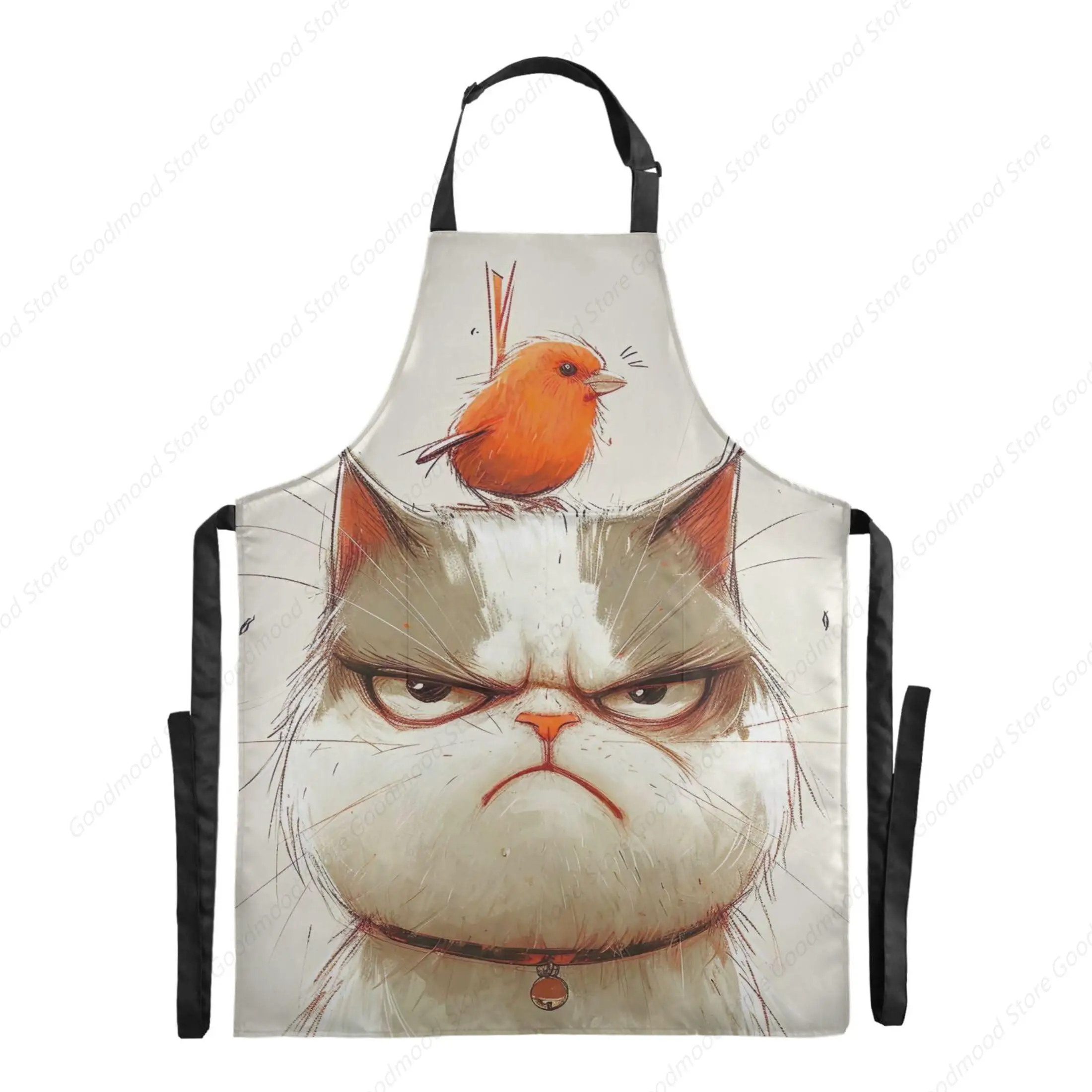 

Funny Aprons with Pockets Waitress Waterproof Apron Work Chef Cooking Apron Kitchen Cute Grumpy Cat Cartoon