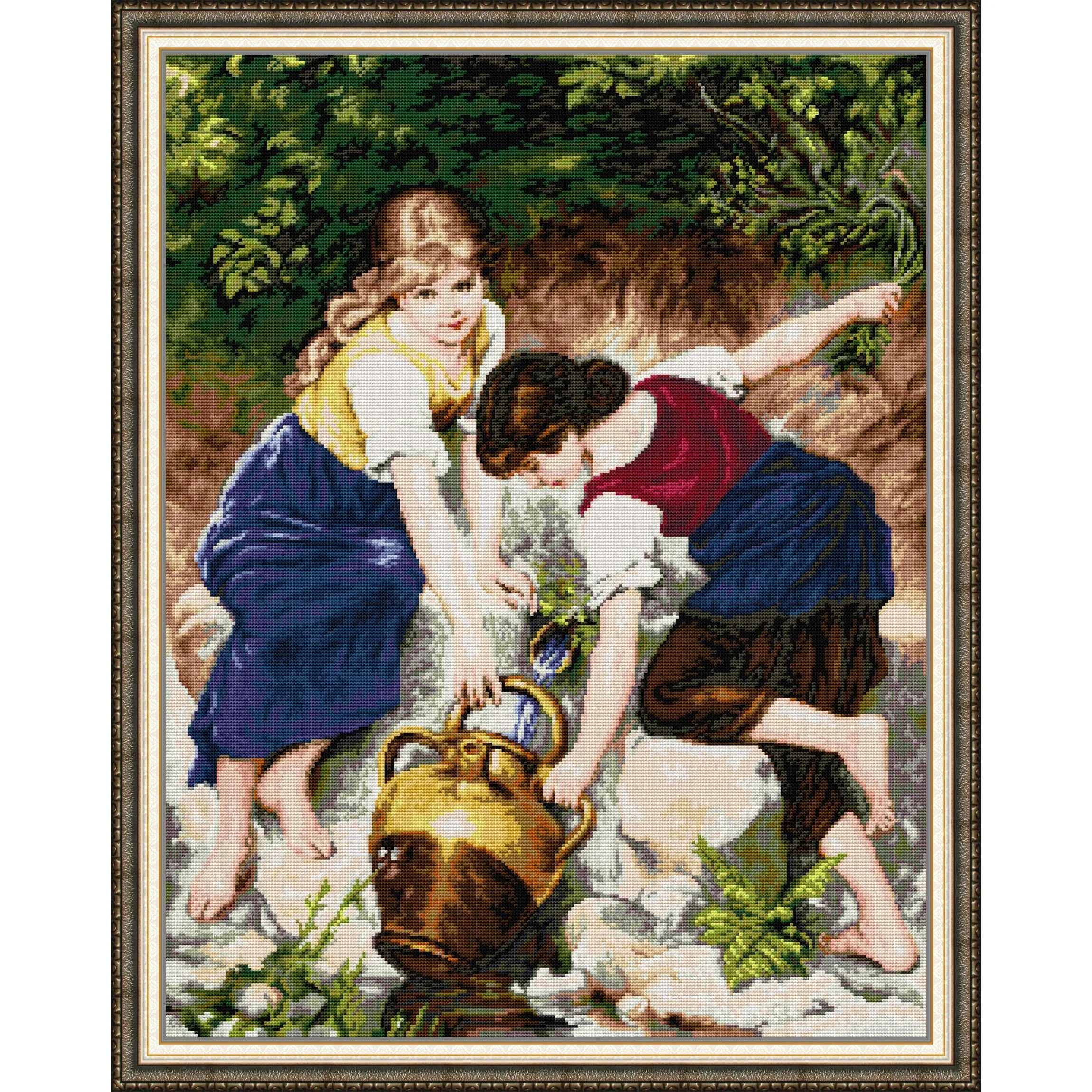 

Soulgift News Набор для вышивки крестом с предварительной печатью, штампованная ткань Аида с нитками DMC, набор для вышивания - Девушка для вышивания в воде