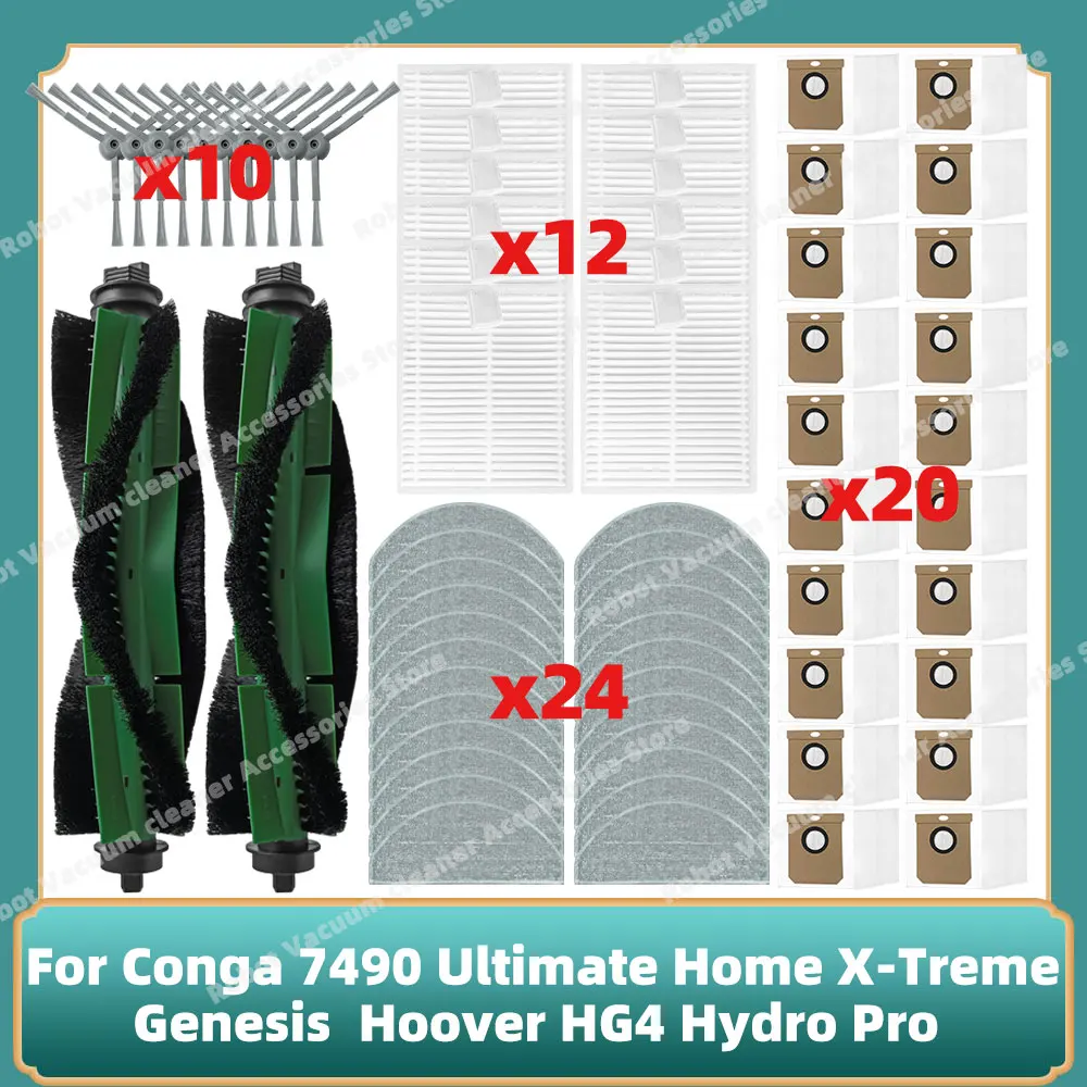 Fit For Cecotec Conga 7490 Ultimate Home X-Treme Genesis / Hoover HG4 Hydro Pro Parts Main Side Brush Filters Mop Dust Bags