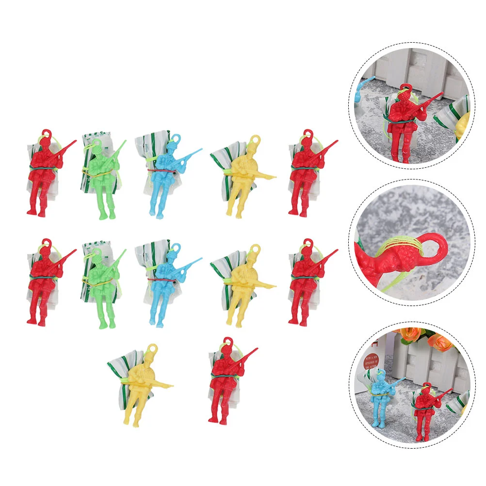 12 Pcs Soldier Parachute Children’s Toys Plaything Flight Fly Mini Plastic Flying Children's Man