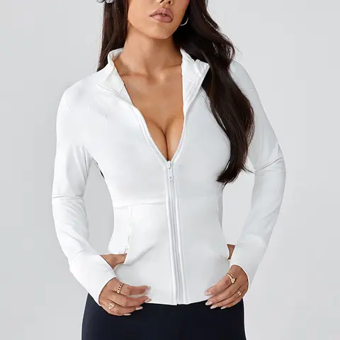 Autumn and winter professional yoga exercise jacket women's zipper tight quick-drying stand-up collar long-sleeved top  popular