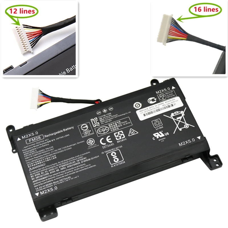 New FM08 TPN-Q195 Battery For HP Omen 17 AN000NO AN001NJ AN002NA AN003NK AN003NE AN004UR AN005UR AN005NQ AN007NM AN008CA AN009NP