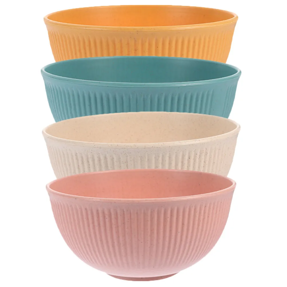 4Pcs Wheat Straw Ramen Bowl Set Sturdy Unbreakable Soup Cereal Rice Bowls Kitchen Household Tableware Cereal Bowl view 5