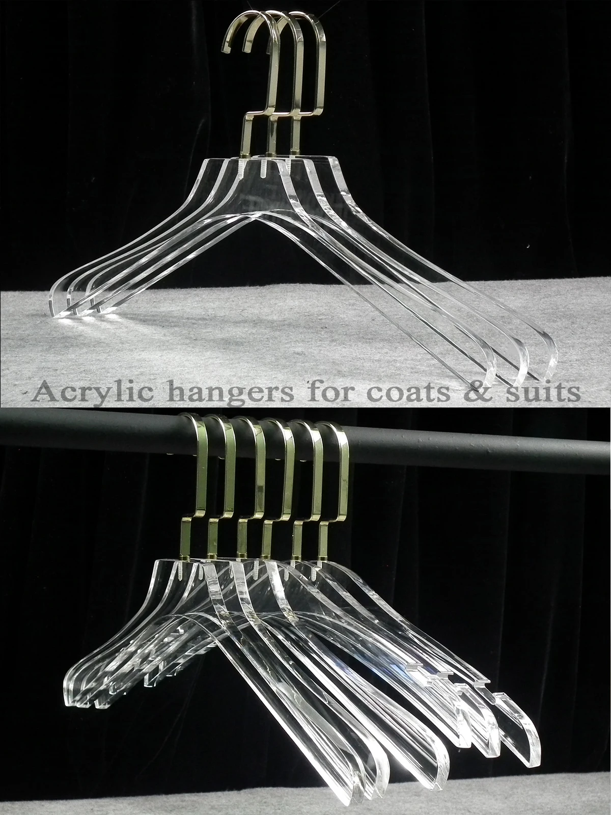 10 Pack Acrylic Coat Hangers Closet Clothes Hangers Premium Quality Crystal Clear Luxury Dress Suit Hangers(Hook Style Optional)