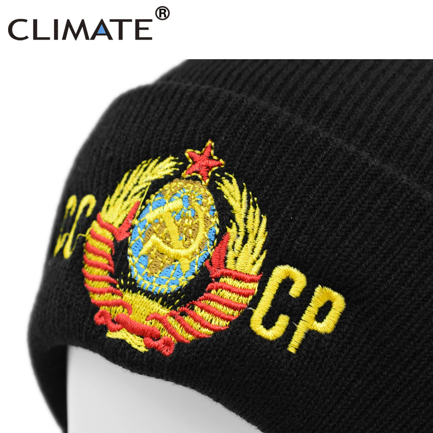 CLIMATE CCCP Russia Beanie Hat Warm The Soviet Union Winter Hat Communist Party Black Women Warm Knit Beanie Hat for Men Women