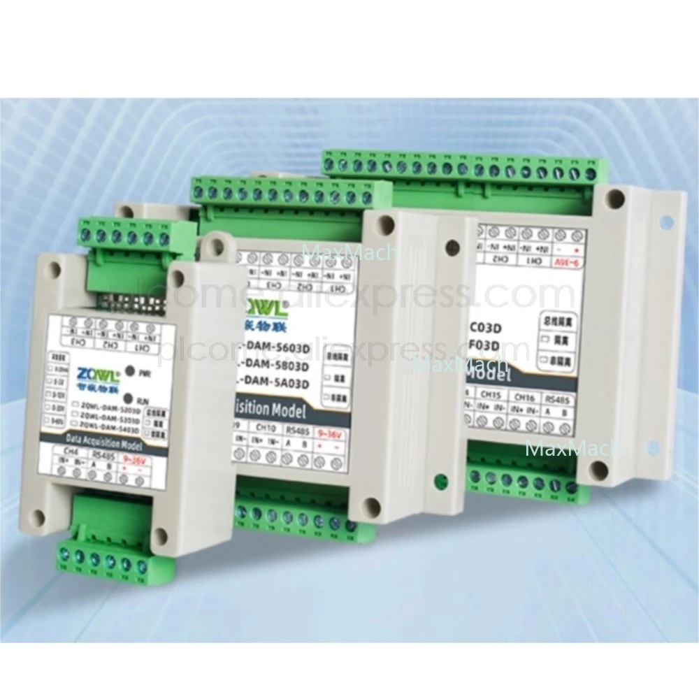 2-16 Channels Analog Inputs Acquisition Module 16-bit Modbus RTU, Isolated RS485 Data Acquisition 0-10V 0-20mA Industrial Grade