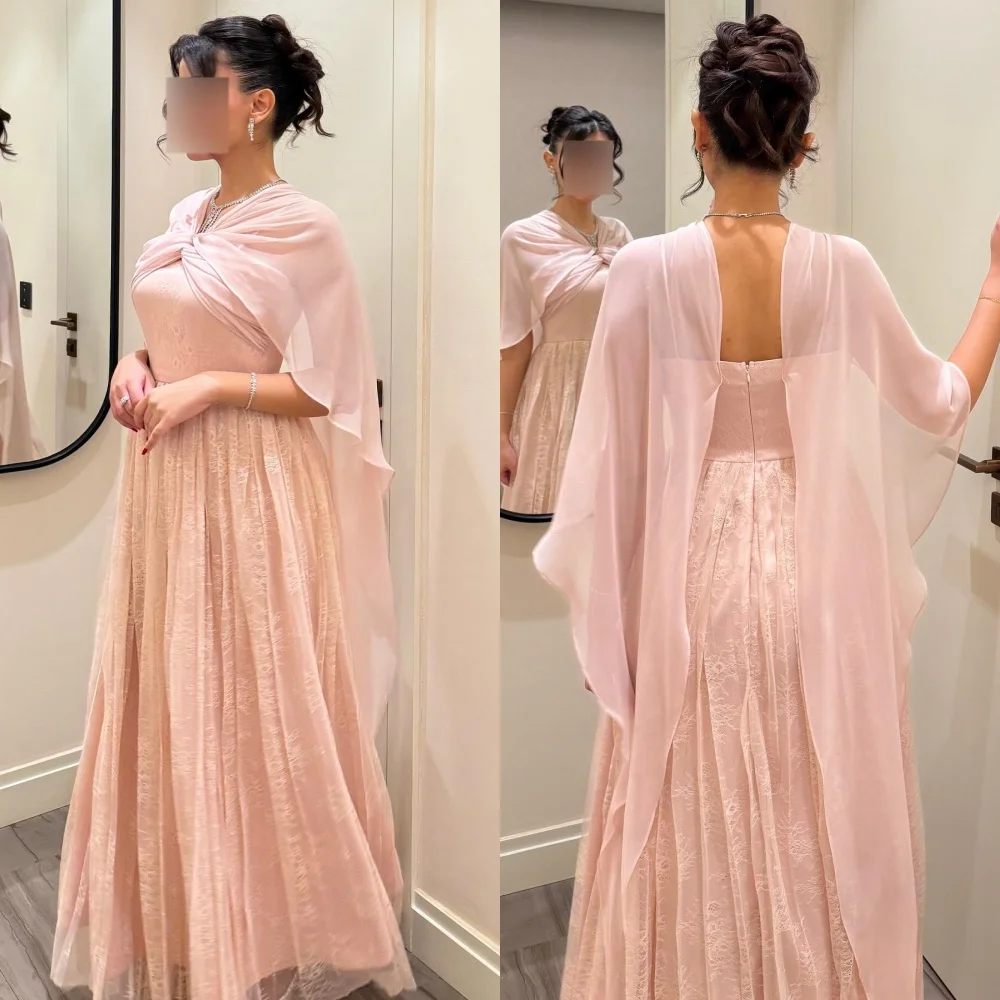 

Customized Modern Style Exquisite Organza Ribbon Ruched Lace Straight Halter Long Dresses Bespoke Occasion Dresses High Quality