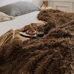 Brown/Green/Pink Soft Faux Fur Throw Blanket Sherpa Blanket Warm Cozy Bedspread Fluffy Sofa Bedding Airplane Hotel Throw Sofa