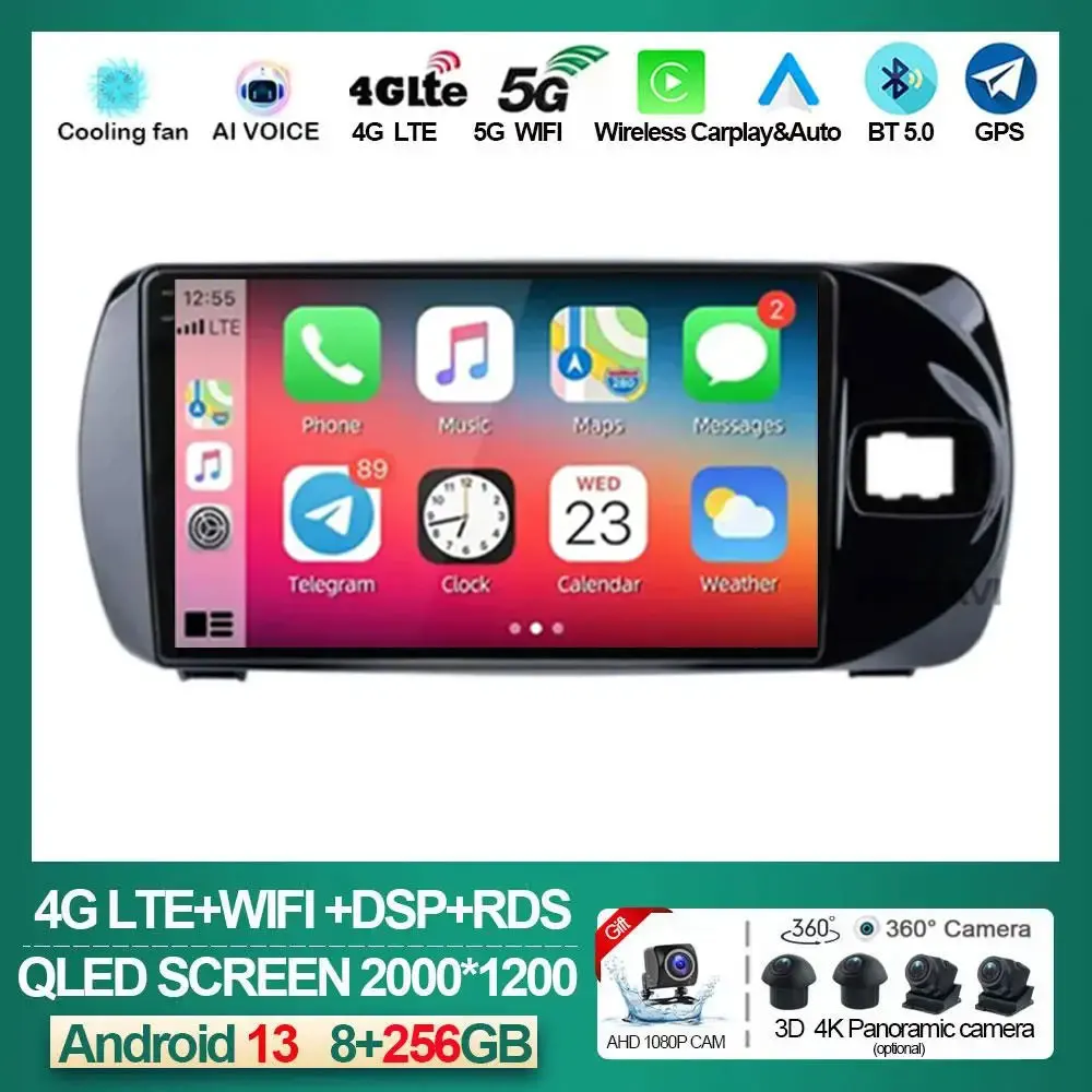 

Android 13 GPS Navigation Audio DSP Stereo Carplay For Toyota Vitz 3 XP130 2014 2015 2016 2017Car Radio Multimedia Player