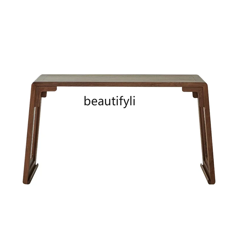 

S New Chinese Style Black Walnut Guqin Table Piano Stool Zen Solid Wood Guzheng Table Chinese Calligraphy Painting Old Elm