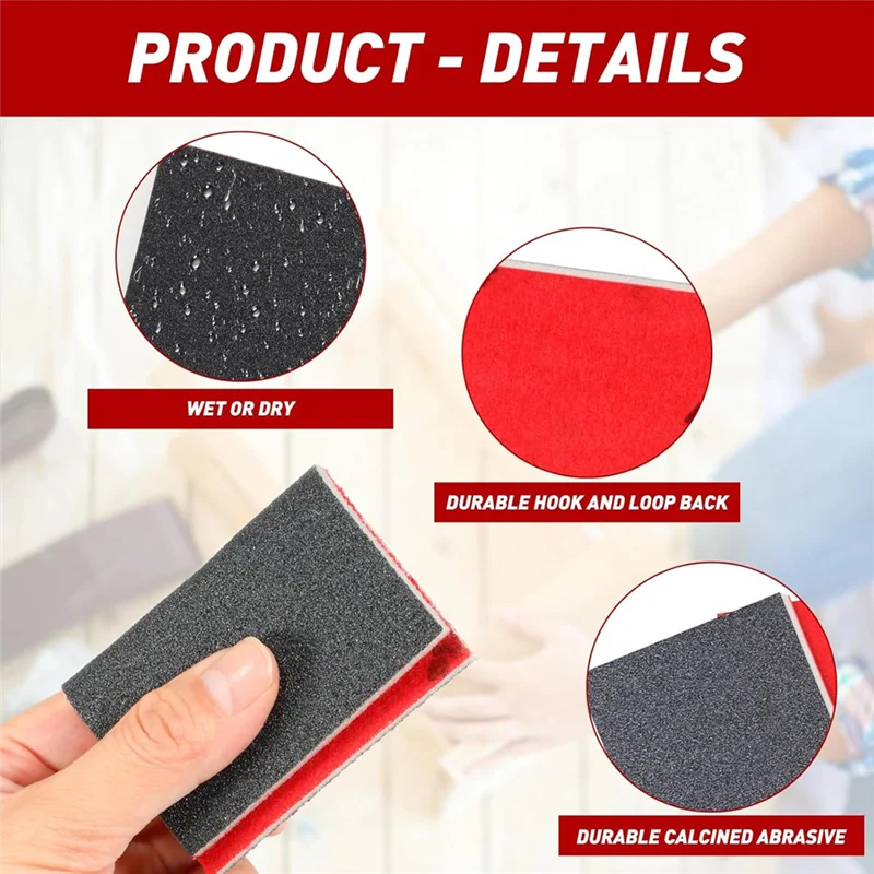 IALJ-Professional Sanding Pads, 24-Piece Sanding Sponges Set, 180-3000 Grit Wet Dry Sand Paper, Flexible Wood Sanding Sponge