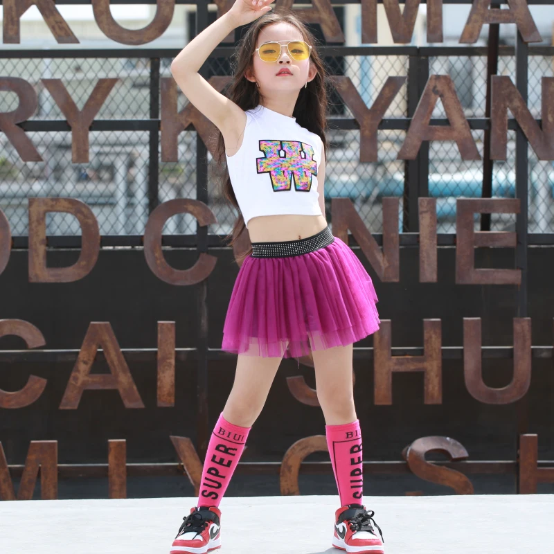 Girls Jazz Dance Costumes Kids Stage Walking Performance Costumes Hip Hop Street Dance Tide Clothes Performance Costume Girls