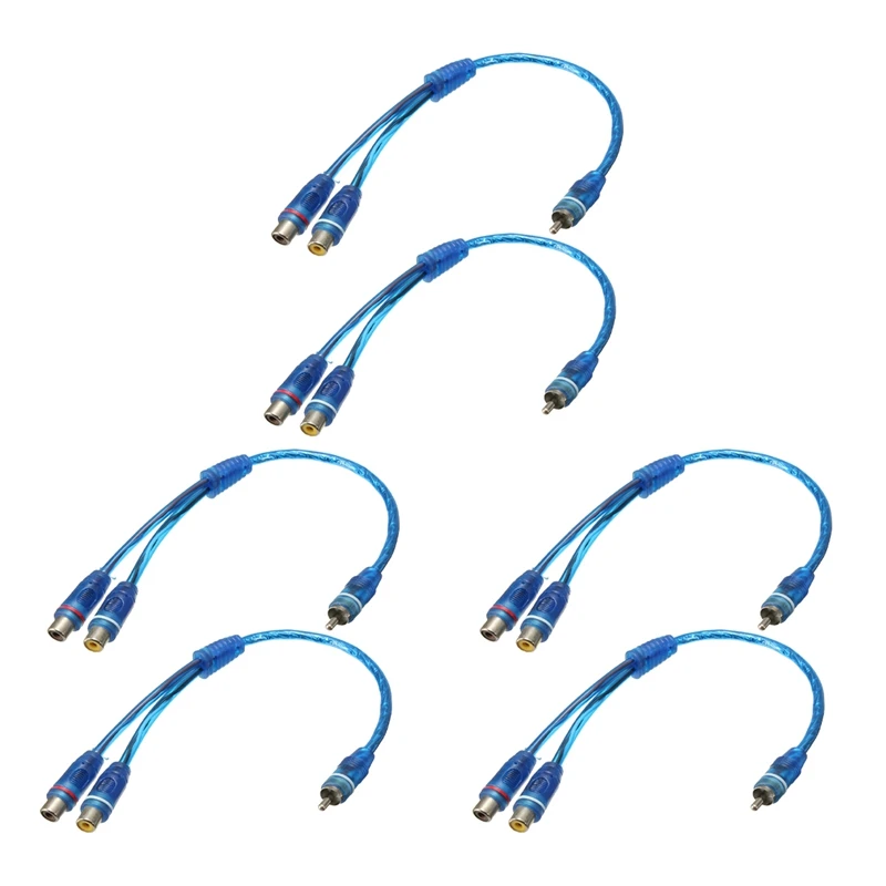 

6X RCA Phono Y Splitter Lead Adapter Cable 1 Male To 2 Female Car Connector 30Cm