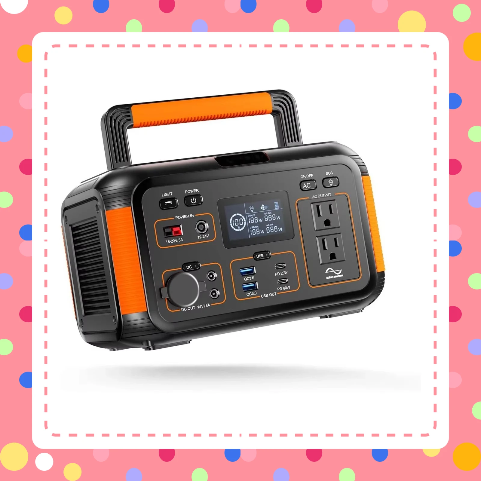 

444Wh Solar Power Station 500W, Clean Off-Grid Energy for Camping, Overlanding, RV. Portable Emergency Power Bank for Adventures