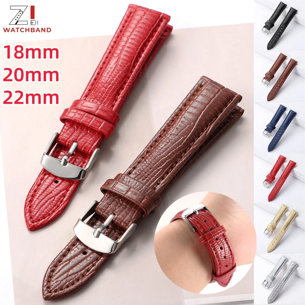 Lizard Pattern Leather Watchband 18mm 20mm 22mm Universal Comfortable Straps for Omega for Seiko Soft Sport Bracelet Accessories