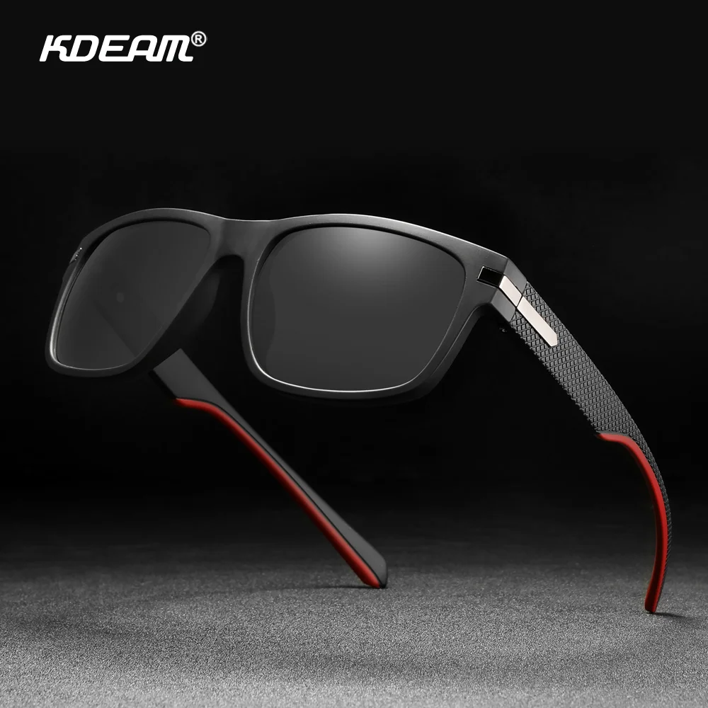 

KDEAM Square Sports Sunglasses Men Non-slip Temples Polarized Glasses Blocking Ultraviolet Light KD1260