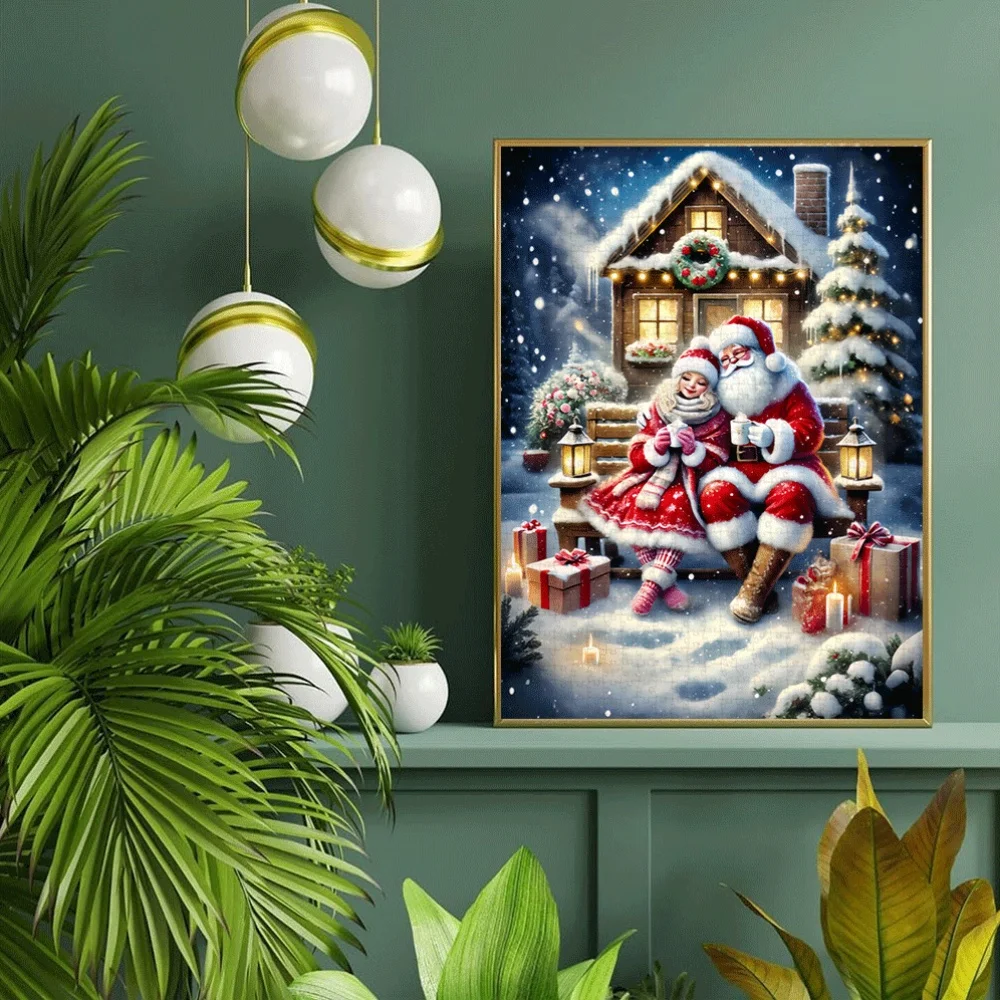 Natal, papai noel quebra-cabeça de papel 1000 pçs grande quebra-cabeça brinquedo adulto jogo presente família jogo interativo quebra-cabeça diy decoração para casa