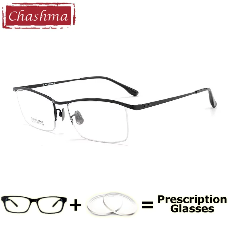 

Очки по рецепту Chashma, мужские оптические очки из чистого титана, линзы высокого класса, мультифокальные прогрессивные очки в полуоправе