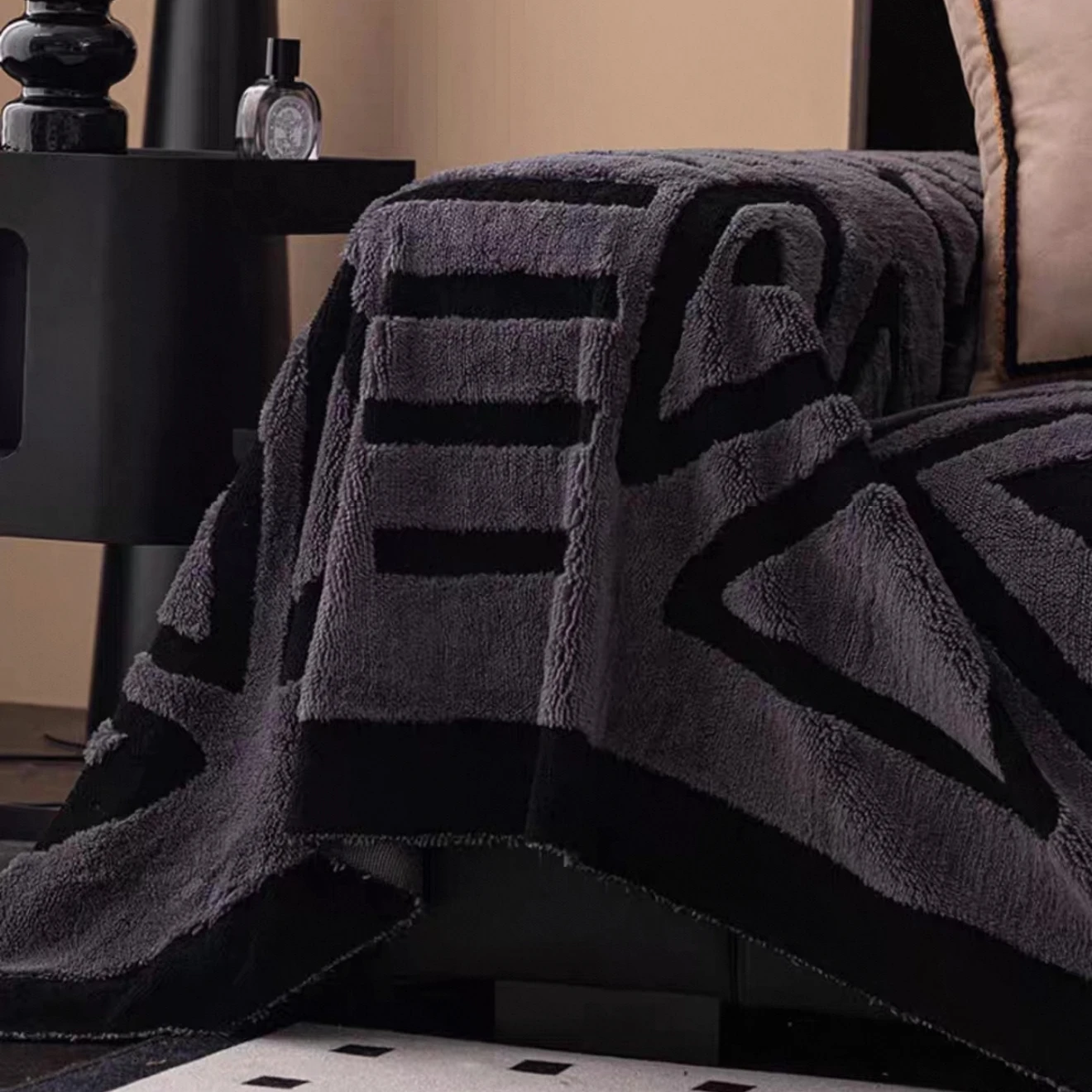 1 Stück warmes, verdicktes, flauschiges Fleece-Bohemian-Sofahandtuch, für Wohnzimmer, Bettwäsche, Zimmer, Freizeit, warme Decke, Boho-Couchbezug – Detail 4