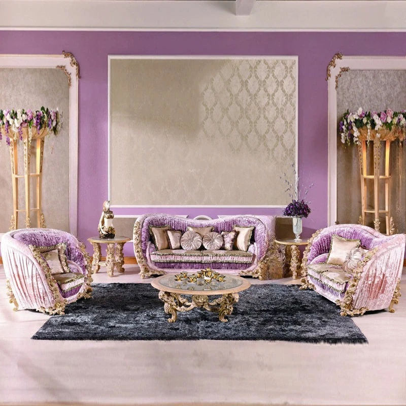 

French court fabric sofa solid wood carving European luxury fabric sofa