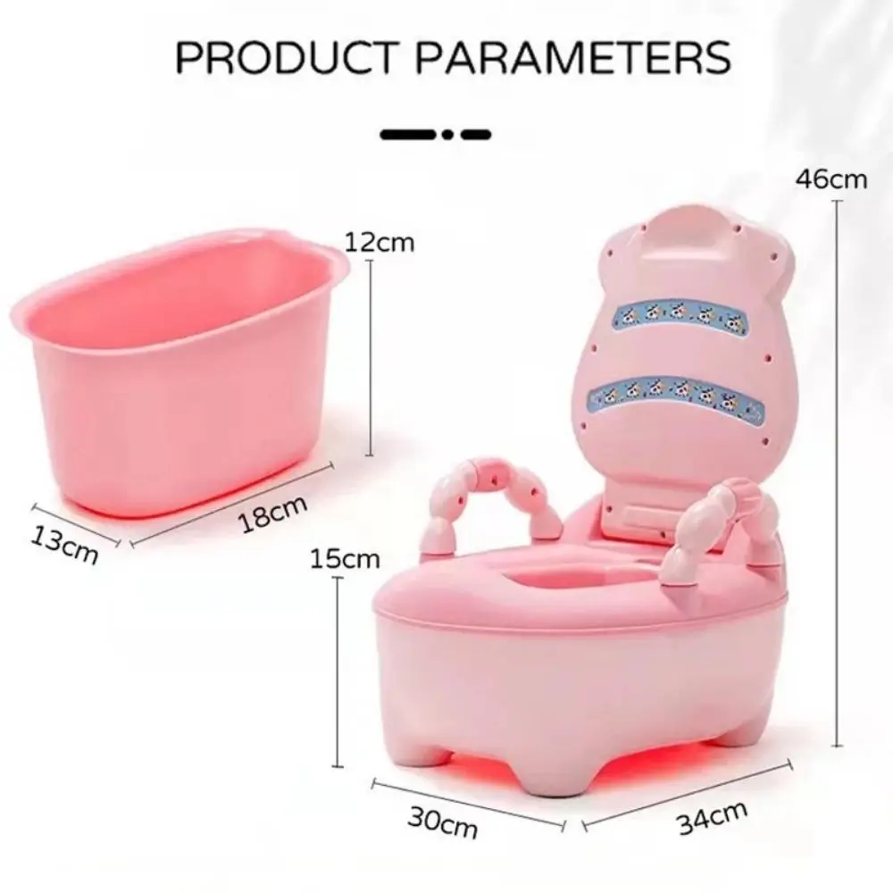 Potty Bayi Multifungsi Lucu dengan Sandaran Anti Selip Potty Khusus Anak Kartun Sapi Perah Urinal Bayi untuk Usia 1-6 Tahun
