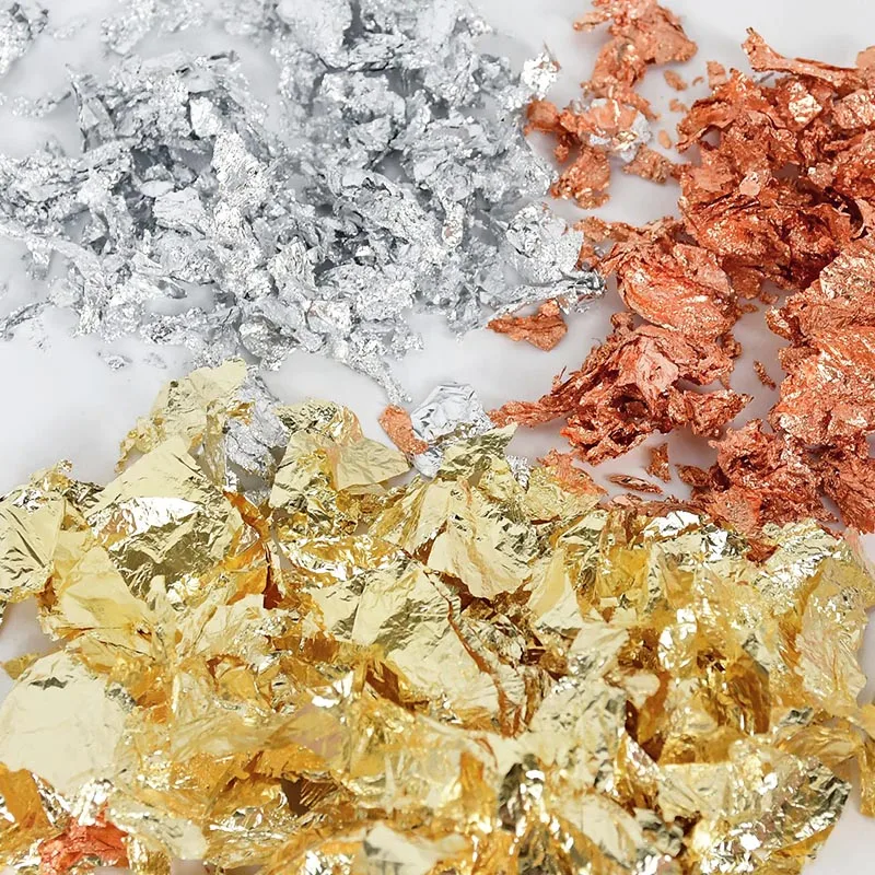 10g Imitation Gold Sliver Copper Foil Sequins Glitters Craft Leaf Flake Sheets Bulk Foil Paper For Gilding DIY Nail Art Decor