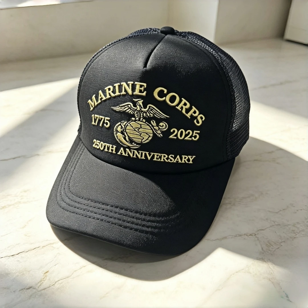 Marine Corps 1775-2025 Anniversary Cap - Men's and Women's Universal Breathable Mesh Baseball Cap Adjustable Snap-on Hat Outdoor