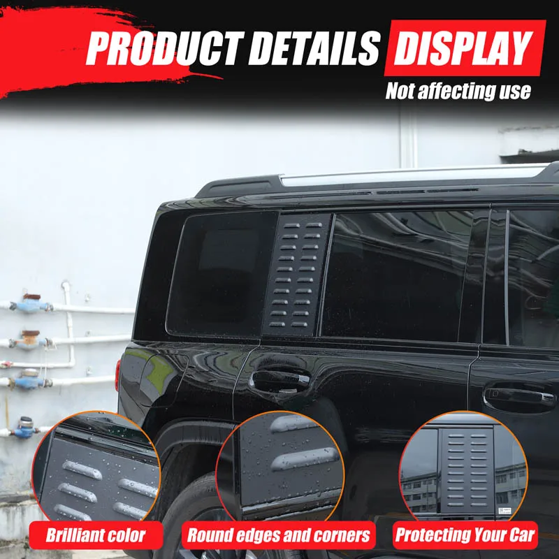 

Aluminum Alloy Black For Haval Raptors 2023-2025+Car rear window louver decorative panel sticker exterior protection accessories