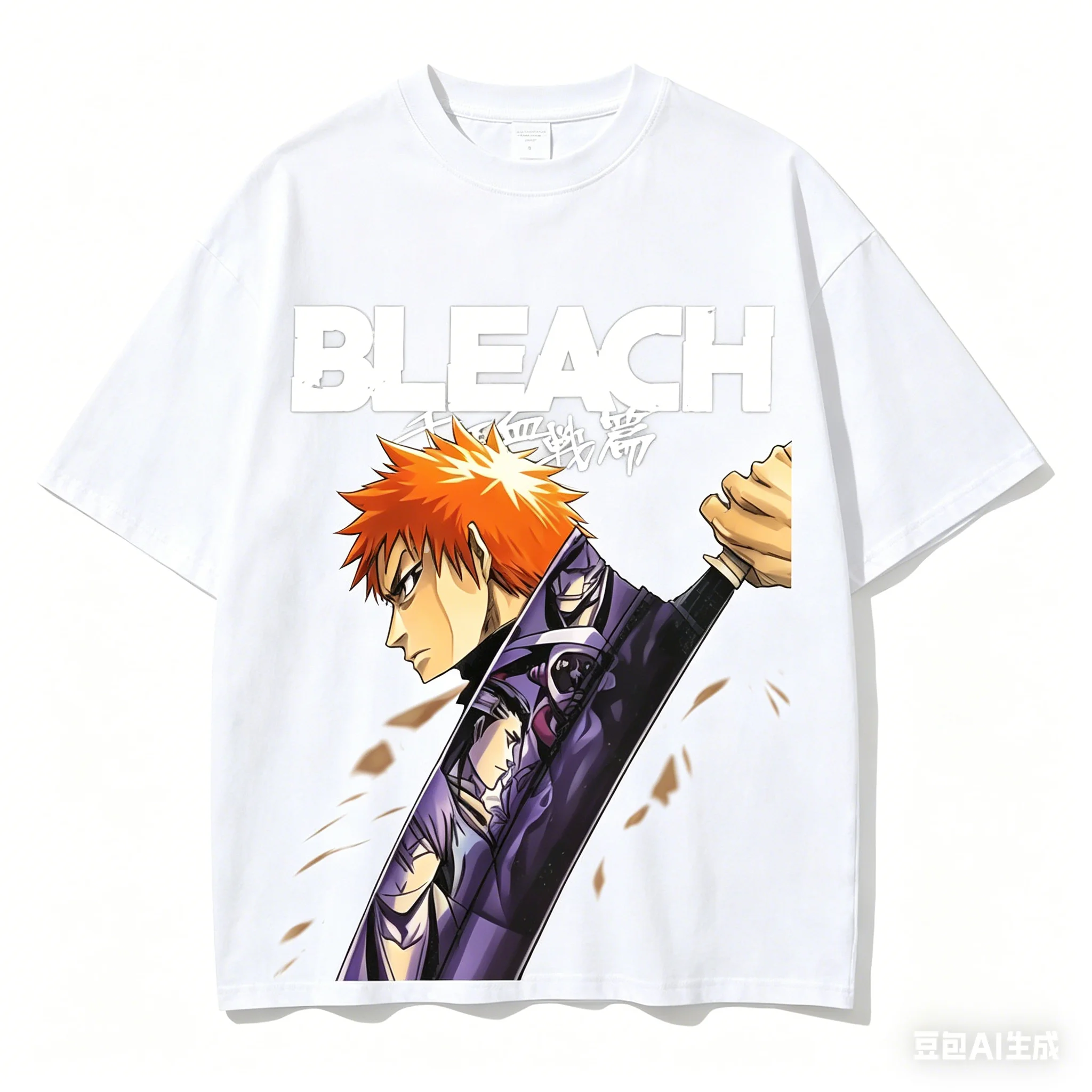 2026 Retro Bleach Thousand Year Blood War Ichigo Kurosaki Big BLEACH Letter Japanese Kanji Vintage Anime Graphic T-Shirt Y2K Tee