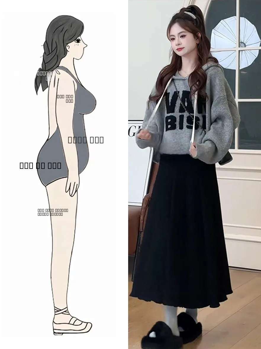 

Grey Hooded Letter Print Top And Skirt Set Autumn Winter Lazy Style Fashionable Women's plus Size Matching Outfit Two Piece Set