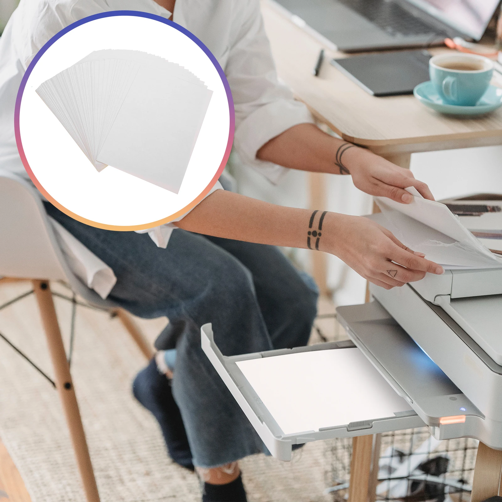 100 Sheets Blank Paper Printer Self-adhesive Coated Permanent Vinyl Printable Sticker