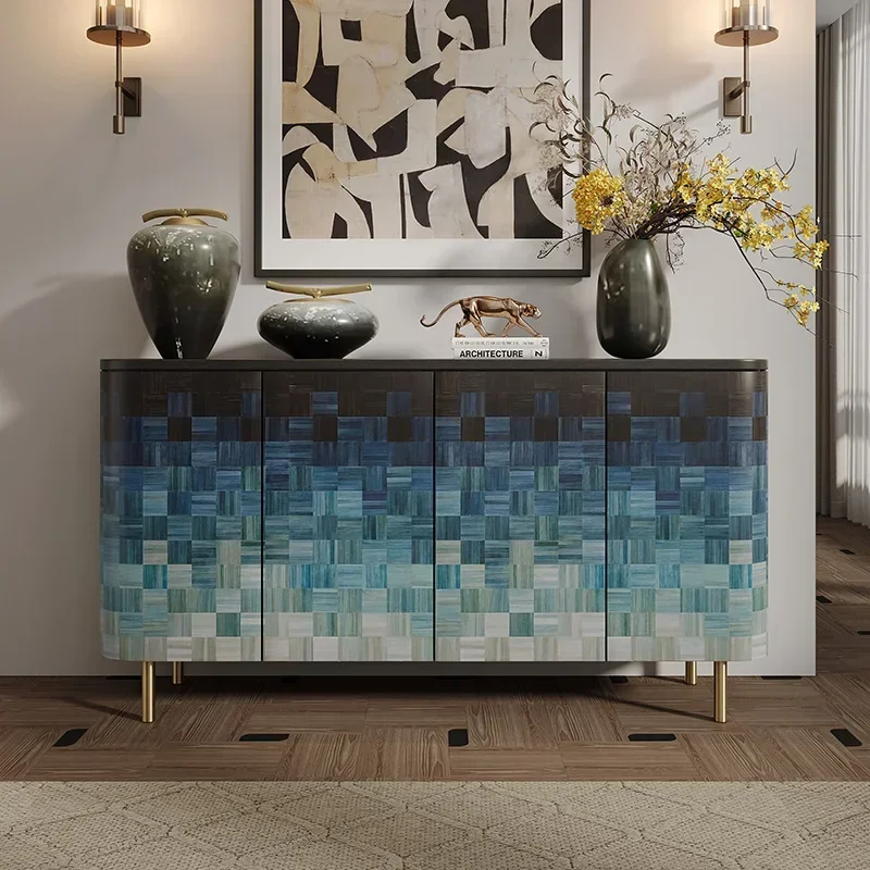 

CC Modern light luxury painted dining side cabinet, living room storage locker, high-grade solid wood enigma cabinet