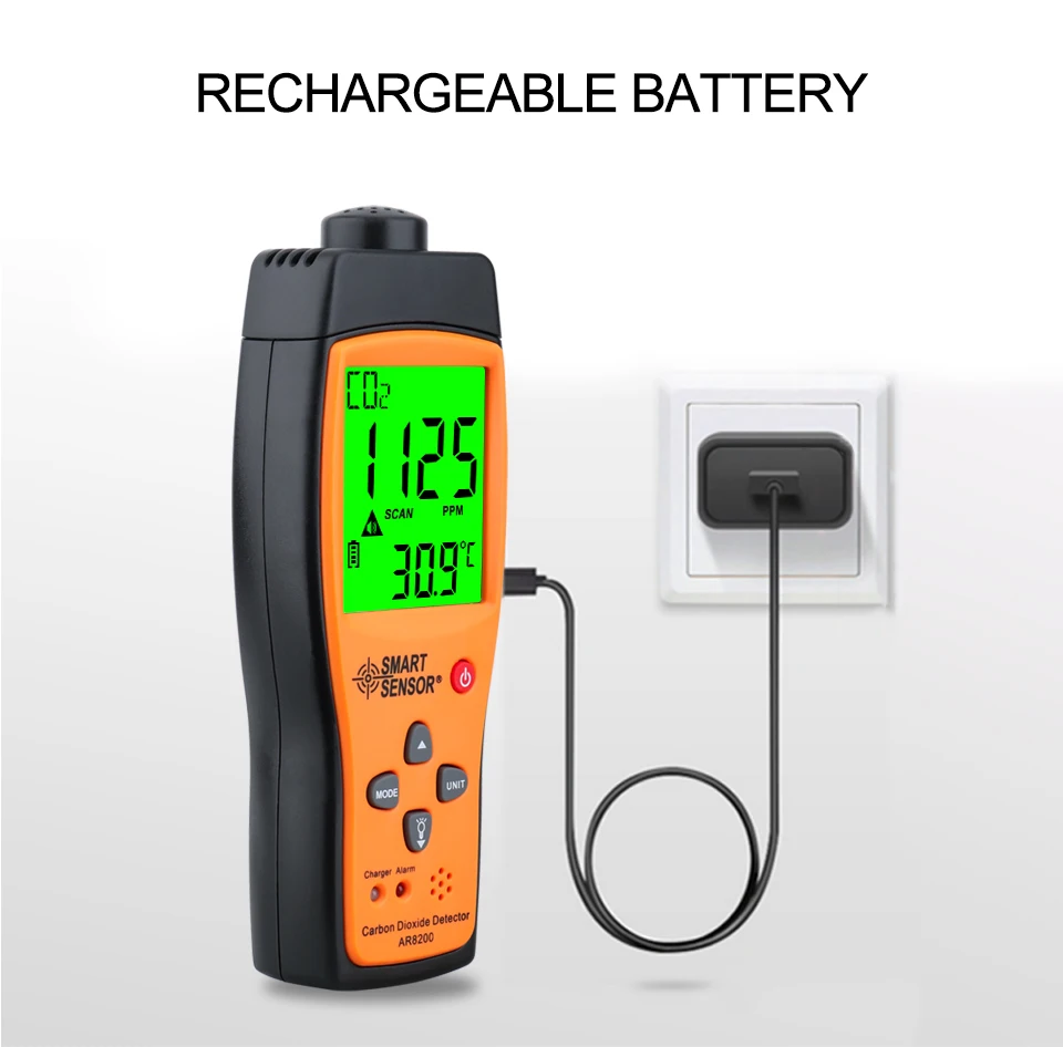 Professional Gas Analyzer CO2 Meter  Gas Detector Carbon Dioxide Detector Indoor Air Quality  CO2 Tester AR8200