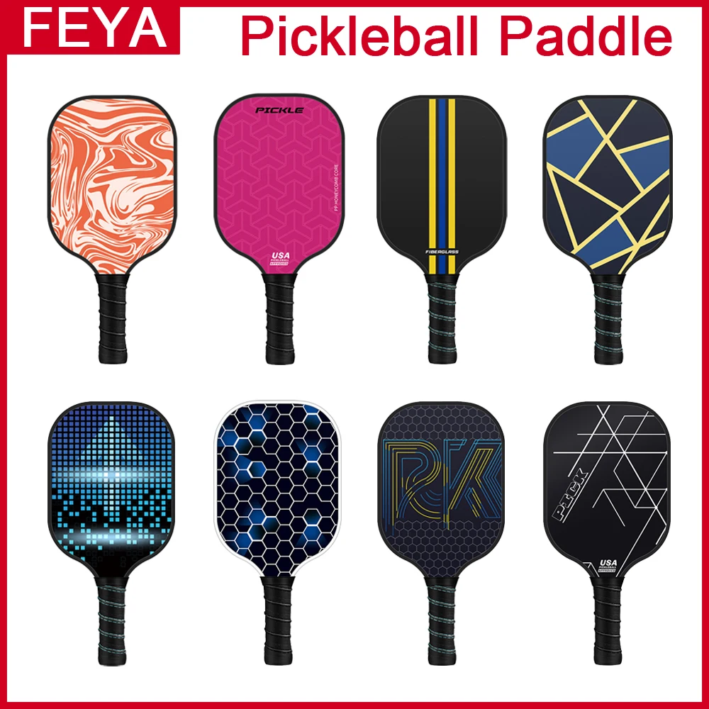 Fiberglass Pickleball Paddle Set Lightweight Honeycomb Core Pickleball Racket with Balls for Beginner Outdoor Pickleball Trainin