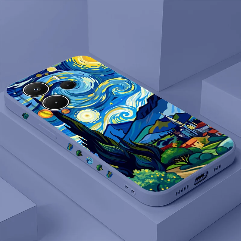 

Starry Sky Village Phone Case For Xiaomi Redmi Note 14 13 12 12S 11 11S 10 10S 9 9S 14C Pro Plus 4G 5G Liquid Silicone Cover