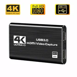 4k 1080p 60fps Hd Video Capture Card HdTV Camera Recording Box - Compatible With Usb 3.0pc Live Streaming Grabber Recorder