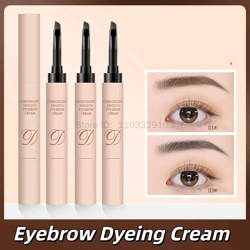 Matita per crema per tintura per sopracciglia Penna per sopracciglia naturale a lunga durata senza sbavature Impermeabile Marrone Grigio Tintura per sopracciglia con pennello Trucco cosmetico