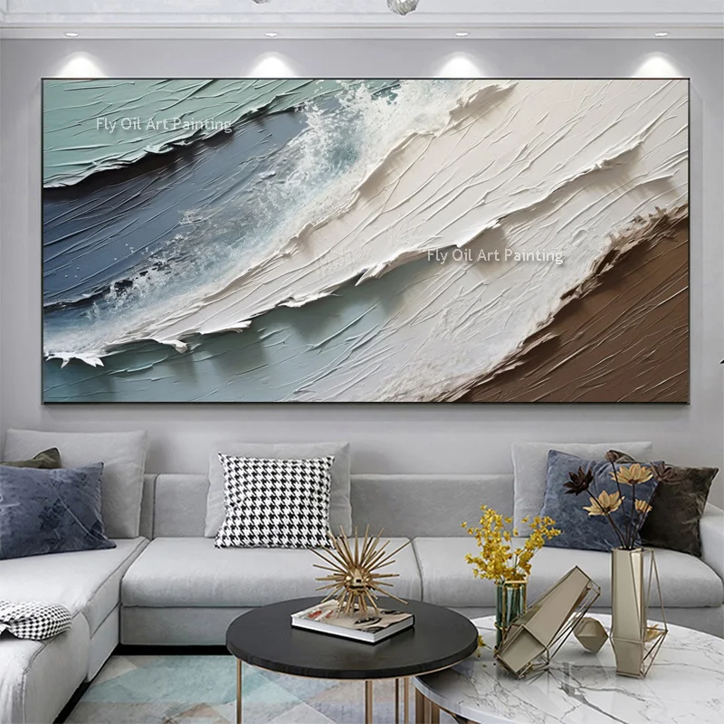 

Layered Waves Abstract Sea Wave Coming Over And Over Again Oil Painting Handmade Knife Thick Seascape Canvas Painting As Decor