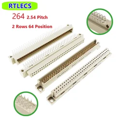 RTCECS 1 Piece Backplane Connector DIN 41612 Dual Row 64 Pin Male Header Receptacle Female Sockets Pitch 2.54mm 2x32 P